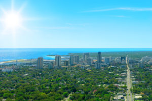 Overhead view of St. Petersburg, Florida on a sunny day.